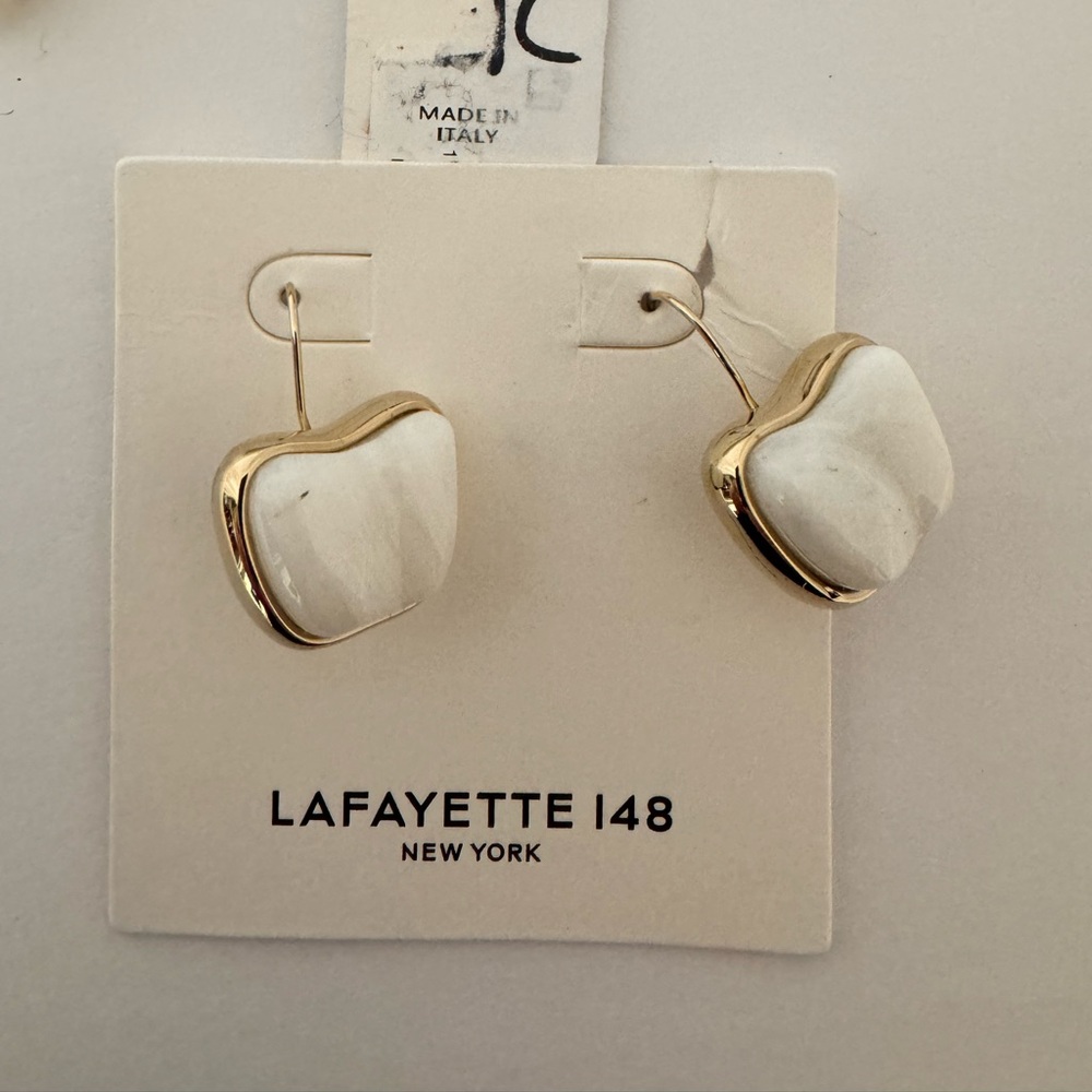 Lafayette 148 apple earrings Made in Italy gold tone and heavy stone. New